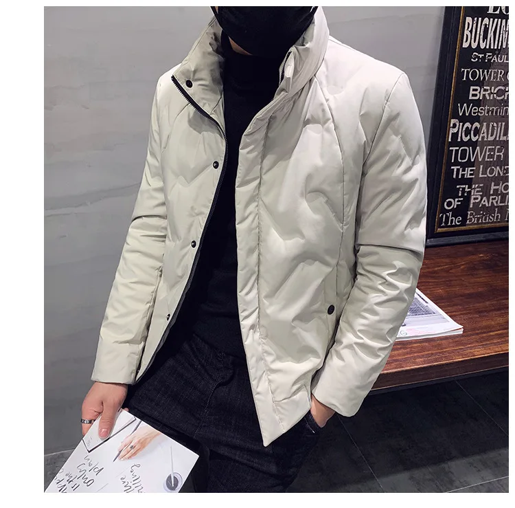 Short Stand Collar down Jacket Men's Japanese-style Slim Fit Korean-style Warm Coat Xj03 down Feather-185