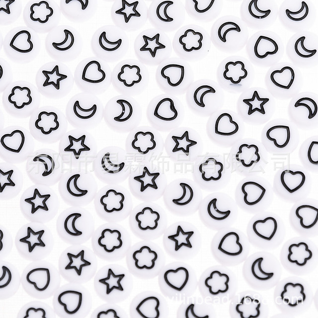 style 100pcs4*7mm acrylic letter beads oblate, star, moon, flower-shaped, heart-shaped mixed DIY jewelry accessories