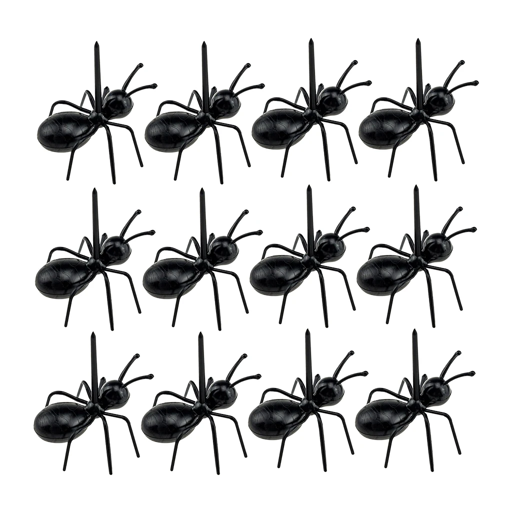 12PCS Ant Food Picks Animal Fruit Food Toothpicks Dessert Forks Picks (Black)