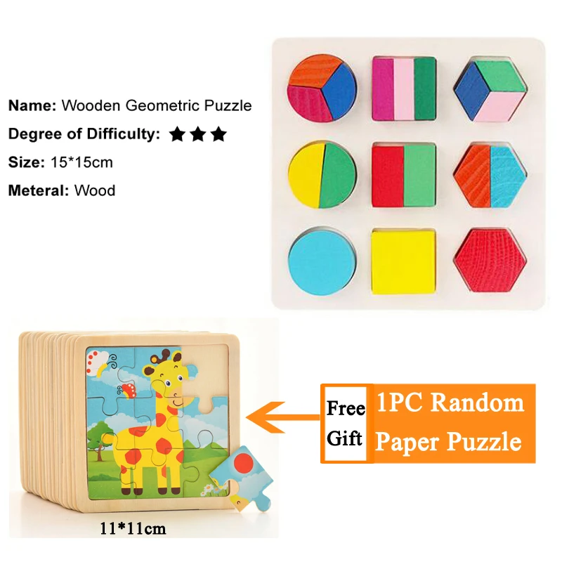 3DF 1mini puzzle Деревянные геометрические формы головоломка Монтессори Сортировка математические кирпичи дошкольного обучения обучающая игра для малышей игрушки для детей - Цвет: 3DF 1mini puzzle
