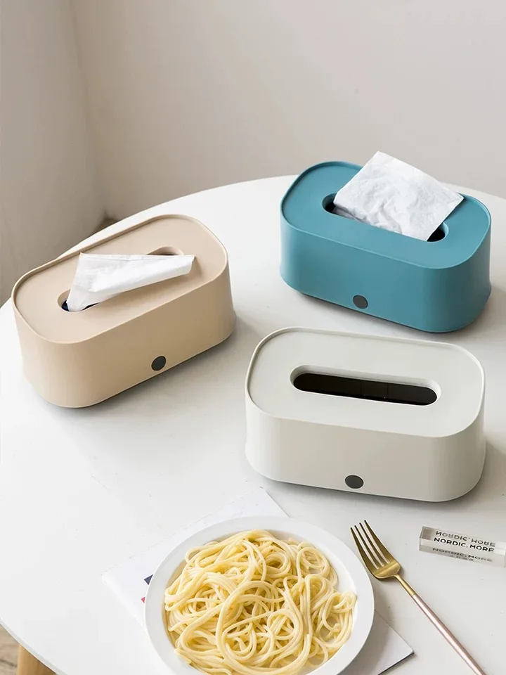 

Tissue Box Desktop Paper Storage Box Household Plastic Facial Tissue Napkin Box Home Office Decoration