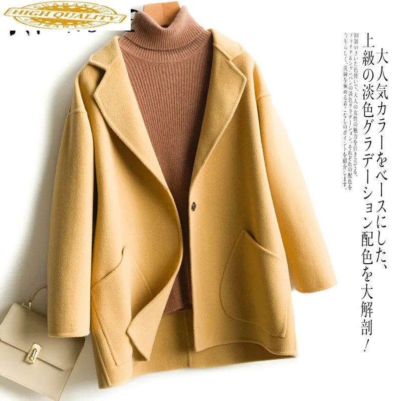 

100% Wool Coat Women Clothes 2019 Korean Double-sided Wool Warm Spring Autumn Jacket Women Woolen Overcoat Manteau Femme YY2014