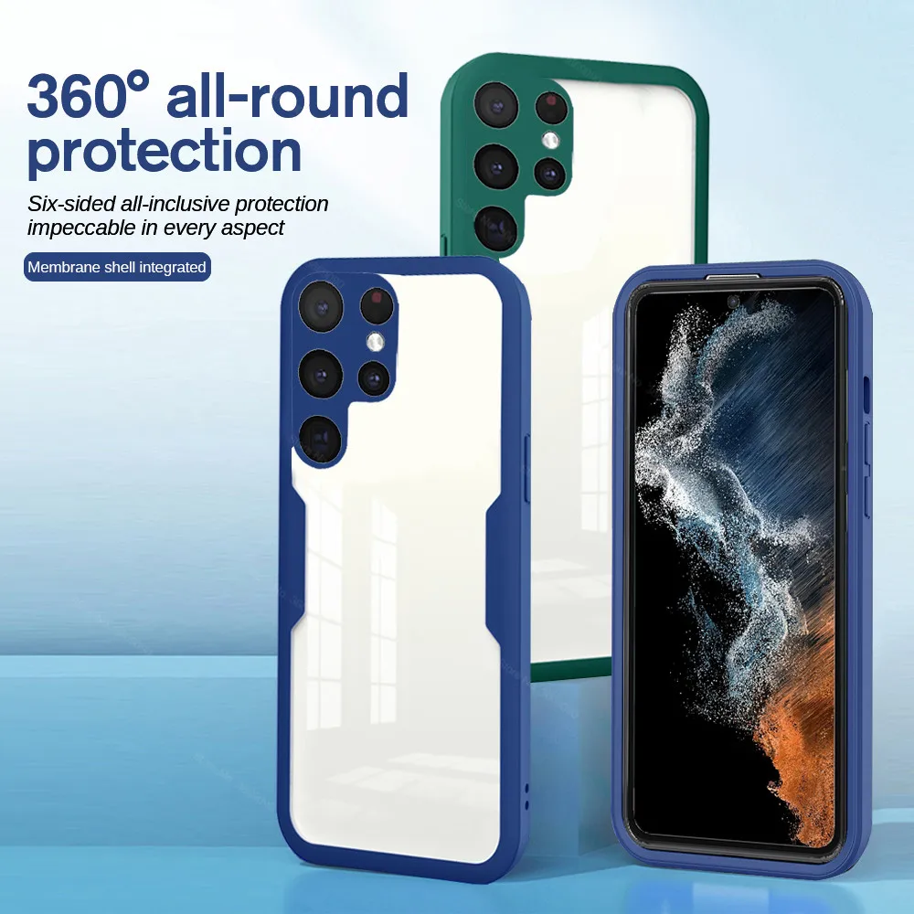 Custodia S22Ultra 360 ° Clear Full Body Tpu Pc Shell A Doppia Faccia Per Samsung S22 Ultra 5G Coque Protettivo Antiurto S 22 22 Ultra