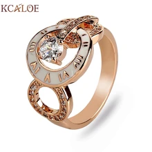 KCALOE Брендовые женские кольца золото/розовое золото цвет кубический цирконий Стразы Капельное масло модные римские цифры женское кольцо Anillos