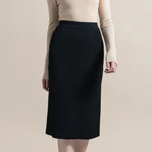 Юбка-карандаш с высокой талией, Осень-зима, Женская Элегантная трикотажная облегающая юбка, однотонная женская офисная одежда, юбки