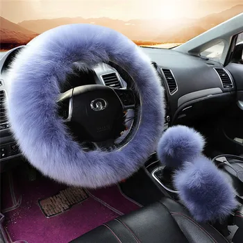 

Car Steering Wheel Cover Winter Thickening Gm Hand-Sewn Wool Universal Steering Wheel Cover Car Interior Accessories