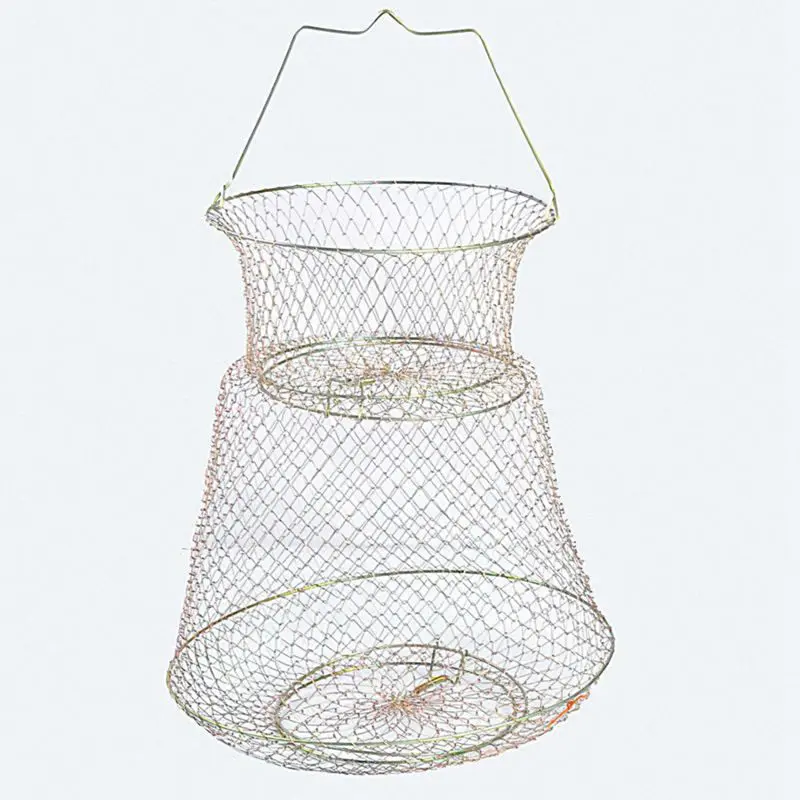 Foldable Portable Steel Wire Fishing Pot Trap Net Crab Crawdad Cage Fish Basket