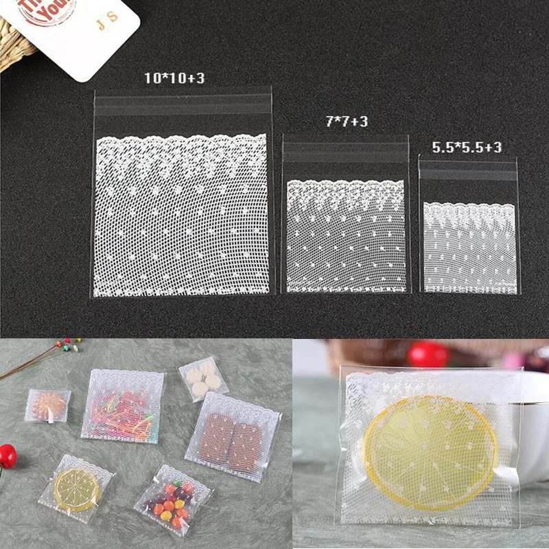 10x10cm 100pcs Printed Self-Adhesive Cookie Bags Wedding Party Candy Bag 