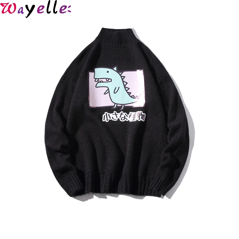 

Turtleneck Sweaters Men Autumn Winter New Print Cartoon Pullovers Men Sweatshirts Streetwear Pull Homme Casual Loose Sweater Men