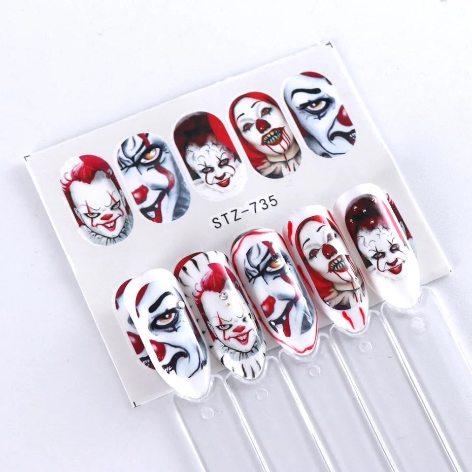 24 Pcs Halloween Nail Art Water Sticker Set Anime Skull Bone Decals Gel Polish Slider Accessories Nail Decorations LASTZ731-755 nail stickers nail art decoration nail decals