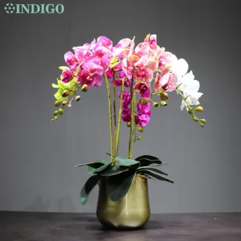 

INDIGO- Phalaenopsis Butterfly Orchids Real Touch Artificial Flower Wedding Office Shopwindow Floral Party Interior Trim