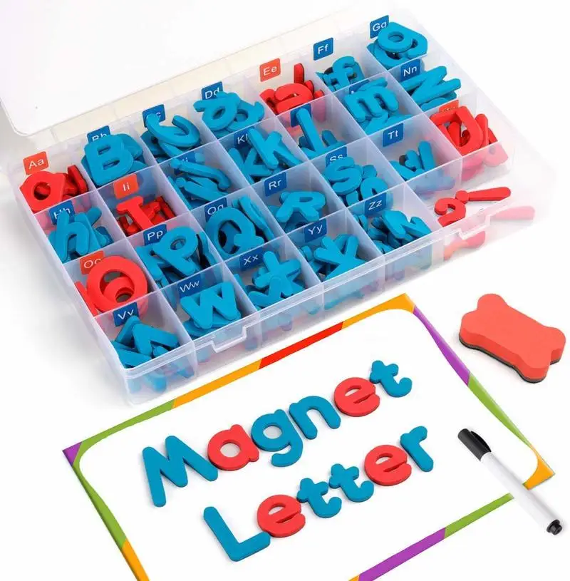 

208 magnetic letters with magnetic plate and box-uppercase and lowercase foam letters ABC refrigerator refrigerator stickers