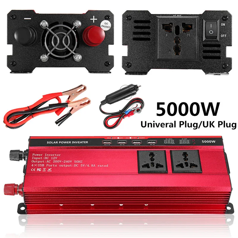 

Car Inverter 12V 220V 5000W Peak Power Voltage Transformer Converter DC 12V To AC 220V Modified Sine Wave Solar Inverter