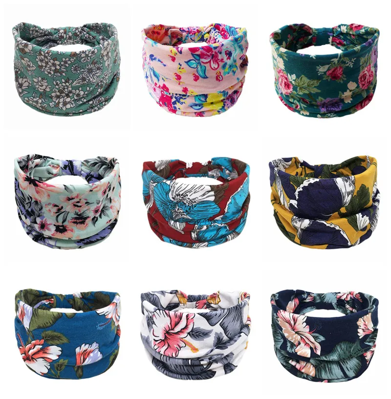 New Boho Cotton Wide Headband for Women Cashew Leopard Flower Print Turban Headwrap Knot Hairband Bandana Girls Hair Accessories large claw hair clips