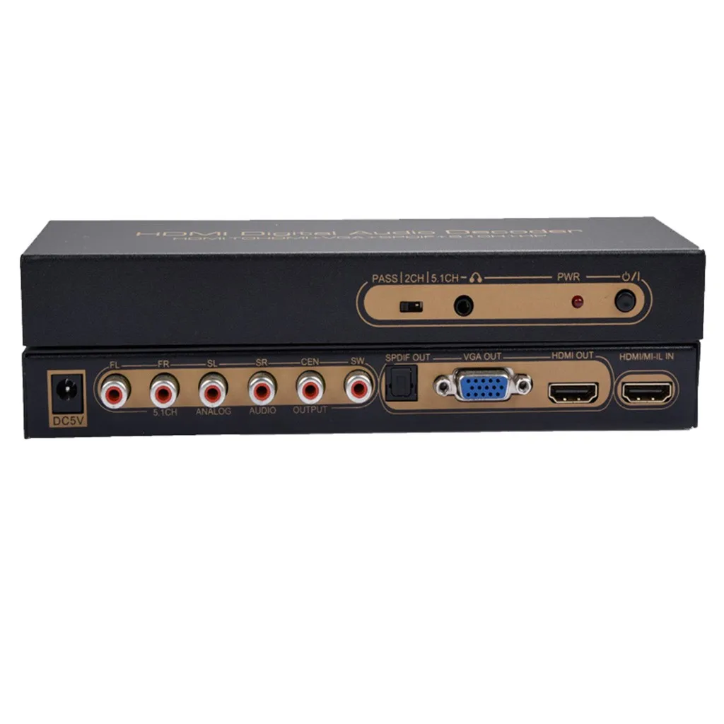 VOBERRY NK-51S 1080P HDMI к HDMI VGA SPDIF 5.1CH RCA цифровой многоканальный аудио декодеры