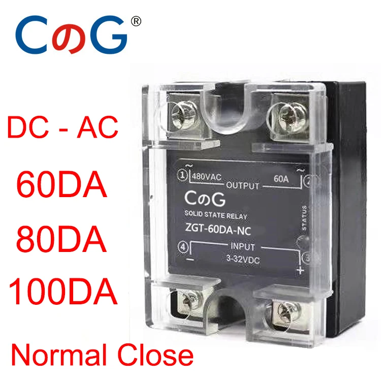 CG 60A 80A 100A DA NC нормально закрытый SSR Однофазный DC контроль AC теплоотвод SSR-60DA 80DA 100DA NC твердотельное реле