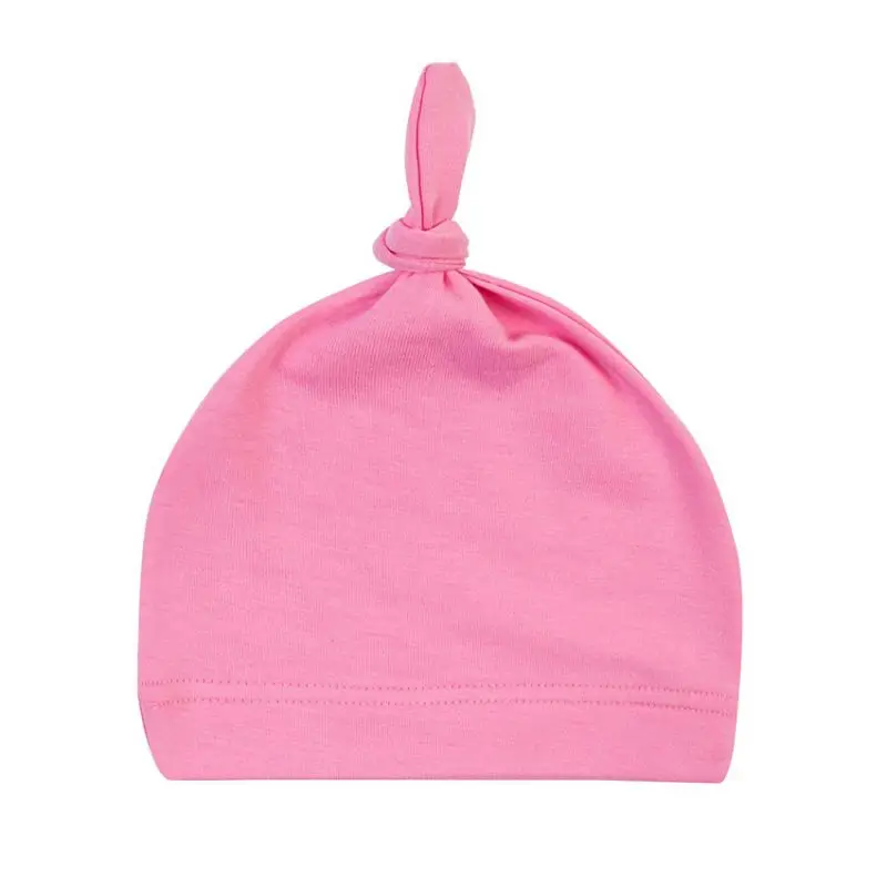 Весенне-осенне-зимняя новая хлопковая шапка для маленьких мальчиков и девочек, повседневная разноцветная теплая удобная вязаная шапка - Цвет: Розовый