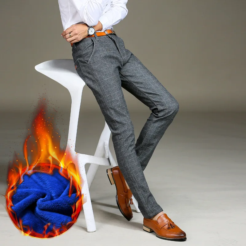 Бизнес Pantalon Homme Pop Tide полная длина мужские брюки зимние толстые мужские брюки плюс бархат Азиатский размер 51