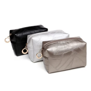 

PURDORED 1 Pc Solid Cosmetic Bag Pu Leather Women Organizer Bag Ladies Makeup Pouch Neceser Toiletry Organizer Dropshipping