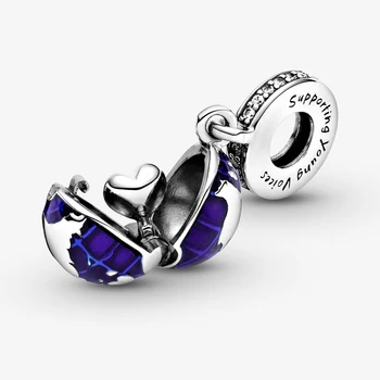 

2020 Winter New 925 Sterling Silver Beads Blue Planet Dangle Charm fit Original Pandora Bracelet Christmas Jewelry