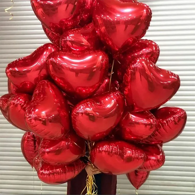 10 ballons gonflables en forme de coeur rouge - St Valentin