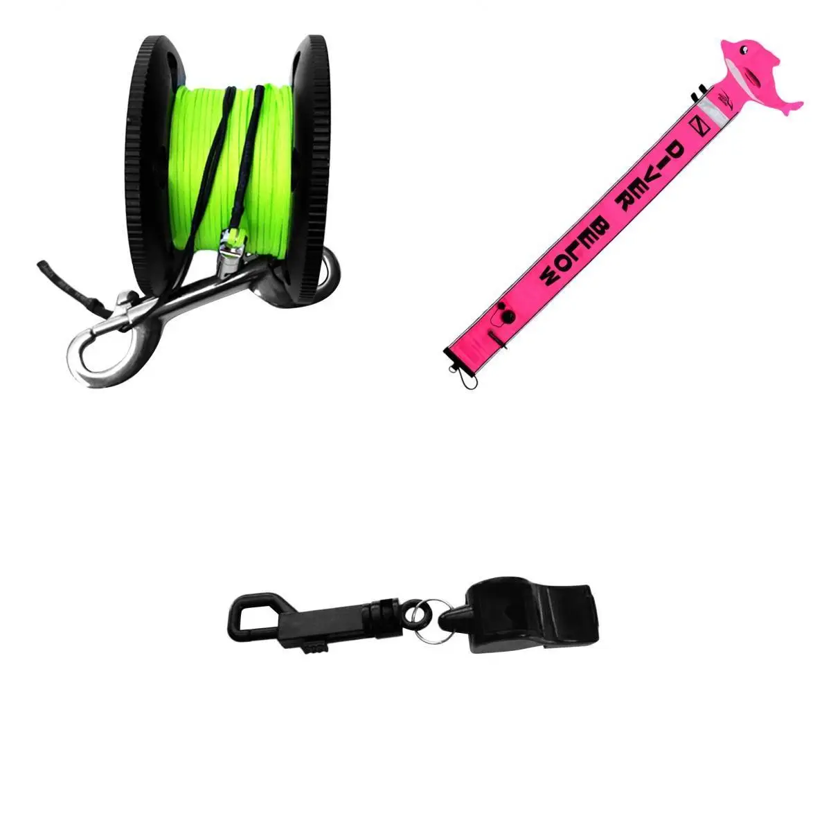 

Scuba Diving Surface Marker Buoy SMB Safety Sausage Tube+Dive Reel+Whistle