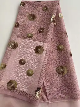 

Latest French Sequins Lace Tulle Net Fabric African-Lace Fabric High Quality Lace Embroidery Mesh Lace Fabric