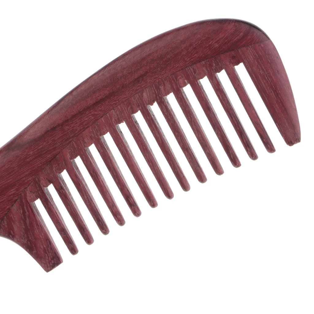 Durable Purpleheart Wood Hair Comb - No Static Detangling Wooden Comb with Round Handle- Handcrafted Wide Toothed
