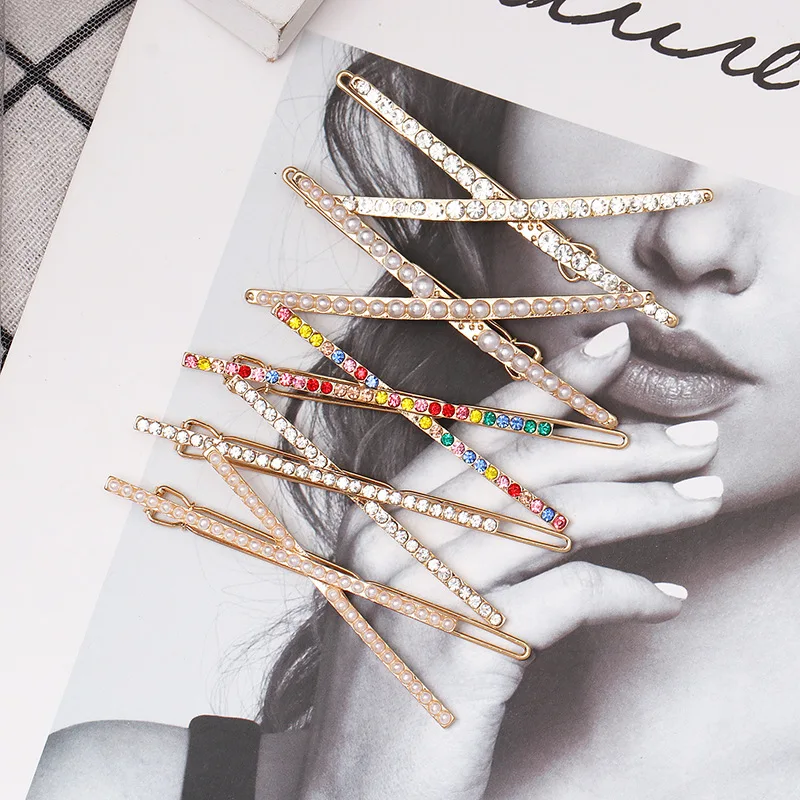 INS минималистичный X Crystal Bobby Pin для женщин и девушек шпильки с жемчугом Стразы заколки для волос заколки аксессуары для волос