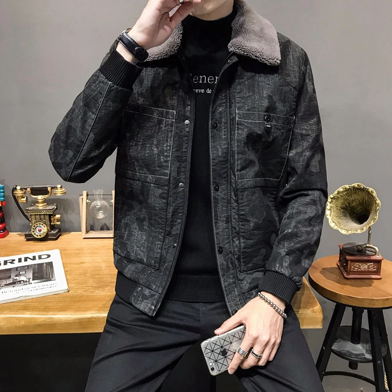 

Winter jacket loose denim sleeve fashion jacket camouflage denim jacket