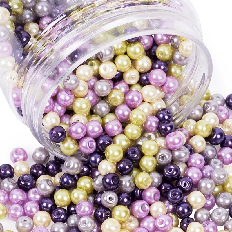 4~4.5mm Glass Pearl Loose Jewelry Bead Set Caramel Mix Environmental Round Dyed Mixed Color Hole: 0.7~1mm about 1000pcs/box. | Украшения и