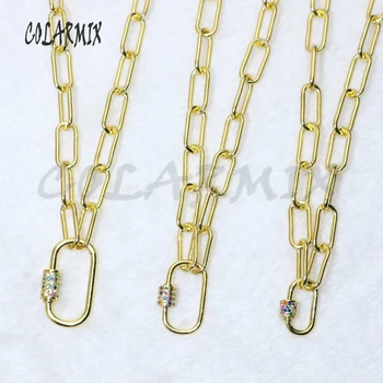 

3 strands 0 Shape bolt pendant necklace zircon pendants keep colors 18" layer necklace for women fashion jewelry 50076