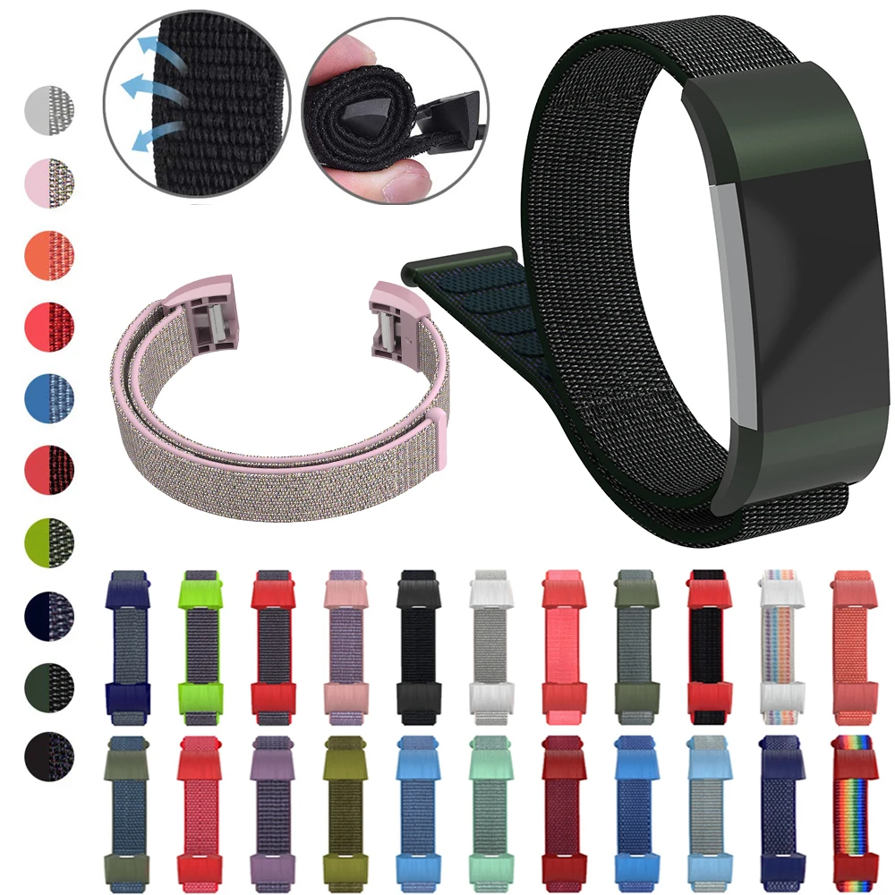 Нейлоновый ремешок-петля, волшебная лента для Fitbit Charge 2, умный фитнес-трекер, сменные браслеты, многоцветные часы, ремешок