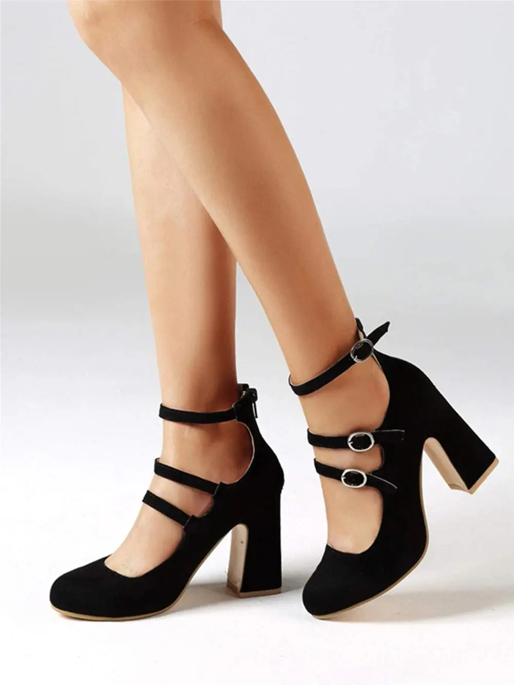 multi strap mary jane heels