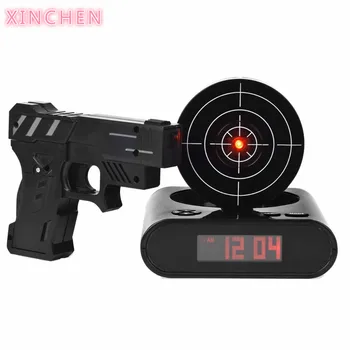 

Gadget Target Laser Shooting Gun Alarm Clock Digital electronic desk clock table watch nixie clock Snooze bedside for kids