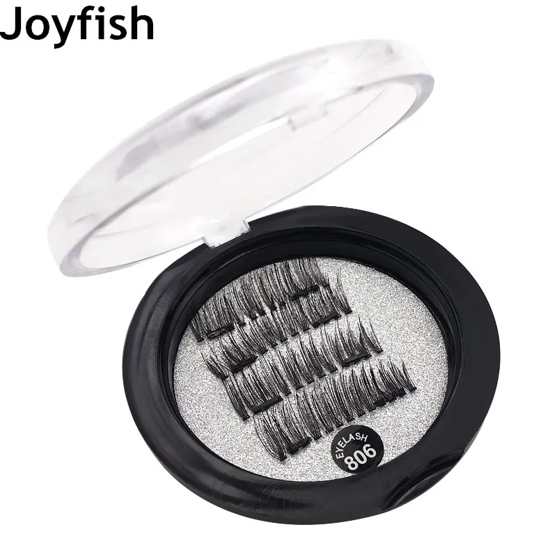 

Magnetic Mink Lashes with 2 Magnets False Eyelashes Natural Eyelash 3d Magnetic Lashes Extension Transparent Round Box Package