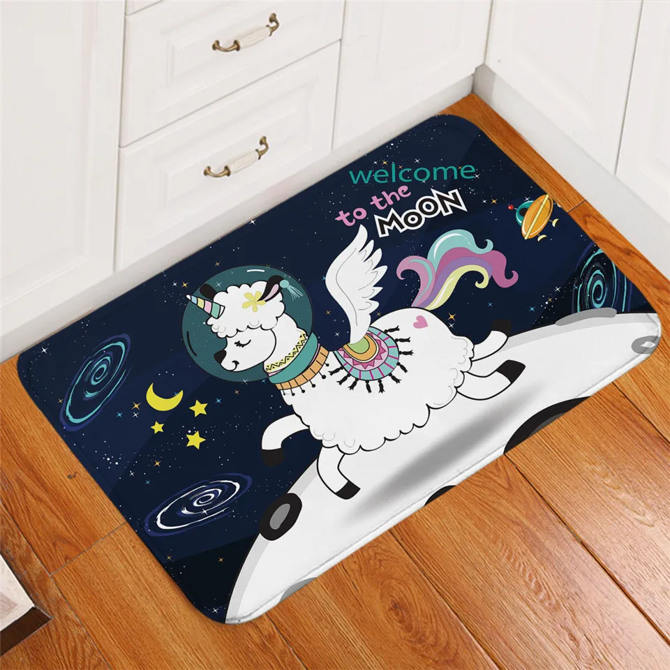 Постельные принадлежности Outlet Space Llama ковер Единорог печатных области ковер Луна Звезда из альпаки овечий нескользящий коврик для ванной комнаты мультфильм детский игровой коврик