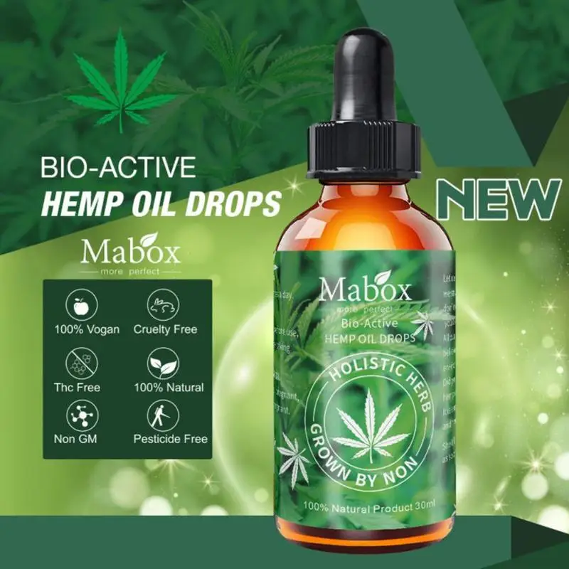 New 30ml Hemp Essential Oil 100% Natural Sleep Aid Anti Stress Hemp Extract Drops For Pain Anxiety Stress Relief Massage Cbd Oil