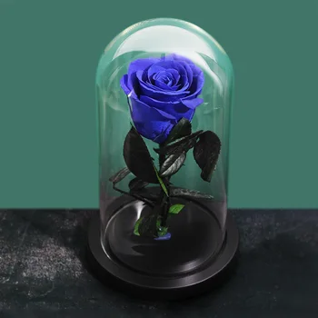 

Drop The Beauty and The Beast Fresh Flowers Red Eternal Roses In A Glass Dome Valentine Christmas Gift Home Decoration