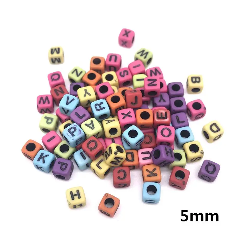 7 мм ручной работы круглый квадратный Красочный алфавит/акриловые буквы бусины для DIY браслет ожерелье случайный письмо подарок - Цвет: 5mm 100pcs
