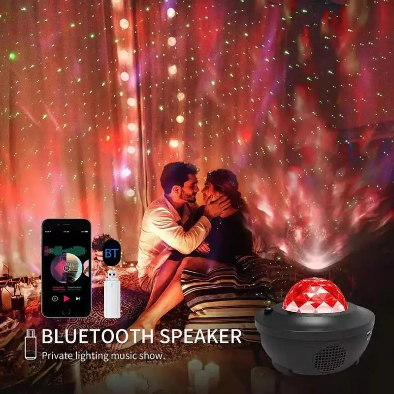 Светодиодный Светильник-ночник с романтической волной неба, проектор Blueteeth, USB, голосовое управление, детская лампа, регулировка громкости