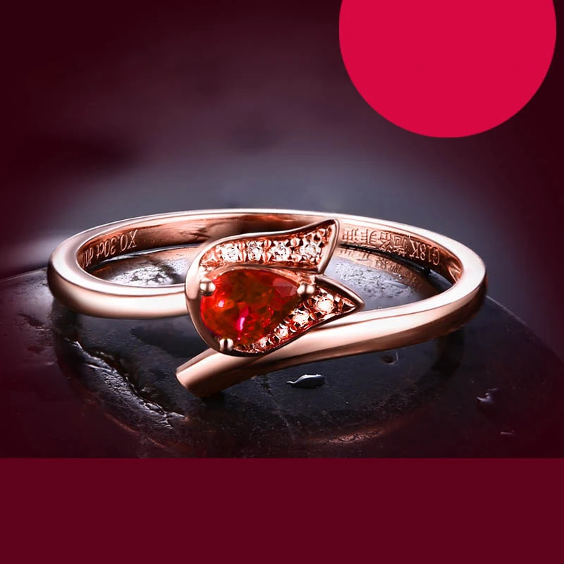 SLFD Natural ruby 18K Pure Gold New Hot Selling Top Ring Women Heart Shape Ring For Ladies Woman Genuine Jewelry