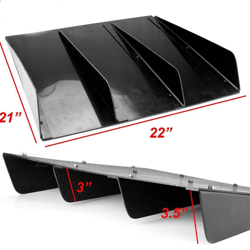 Автомобильные аксессуары 2" x 21" ABS универсальный задний бампер 4 плавники диффузор Fin черный для Honda Acura