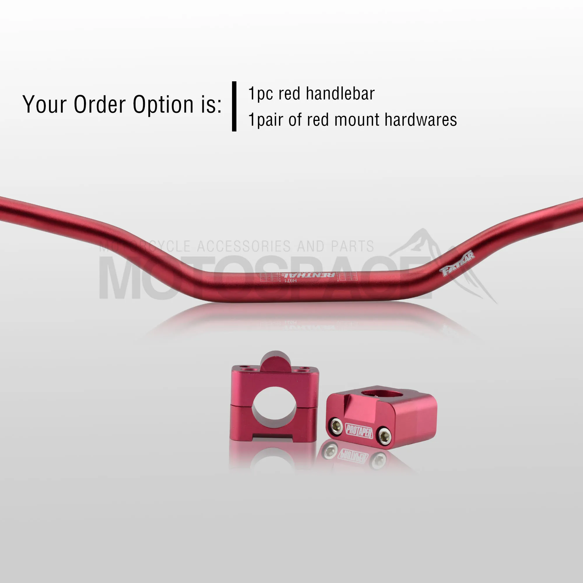 Red Combo2 Handlebar For Pro Taper Pack Bar 1-1/8" Renthal Fatbar Pads Grips Pit Pro Racing Dirt Pit Bike Motorcycle With CNC Adapter - Color: Red Combo2