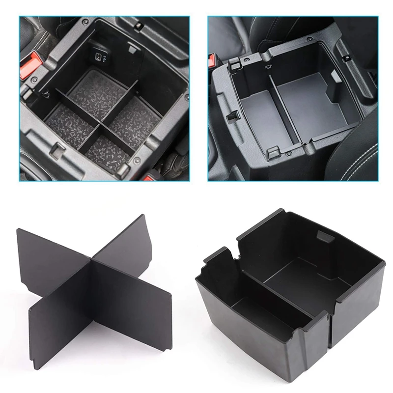 

Center Console Organizer Tray ABS Armrest Storage Box with Insert Divider for 2018-2019 Jeep Wrangler JL/JLU, 2020 Jeep Gladiato