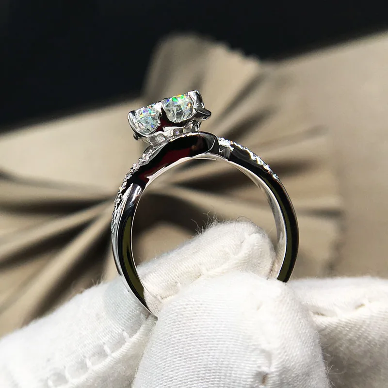 Кольцо из стерлингового серебра 925 1ct 2ct 3ct Moissanite кольцо в форме цветка романтический, модный юбилейный лабораторный алмаз кольцо для женщин