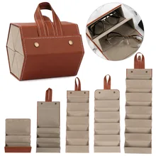 Portable Glasses Organizer 2/6 Multi-slot Eyeglasses Storage Display Travel Folding Sunglasses PU Leather Case