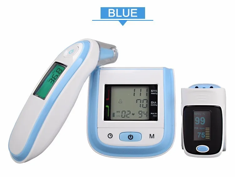 

Home sphygmomanometer and finger clip pulse oximeter and infrared thermometer set combination