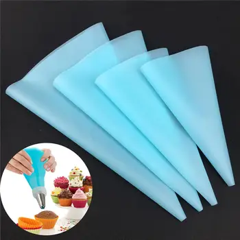 

4pcs Silicone Icing Piping Cream Pastry Bag Reusable Cake Bag DIY Cake Decorating Baking Decorating Tools Kitchen Accessories
