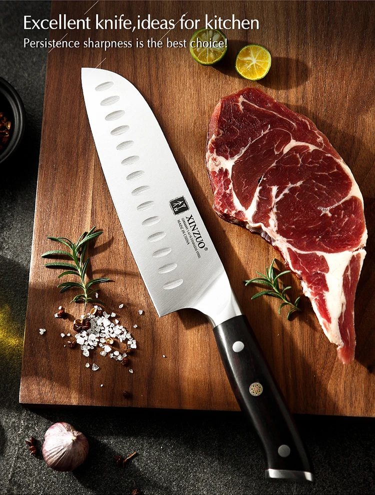 XINZUO 7 ''дюймовый нож Santoku немецкий 1,4416 стальной высокоуглеродный кухонный нож из нержавеющей стали ножи шеф-повара кухонная принадлежность инструменты